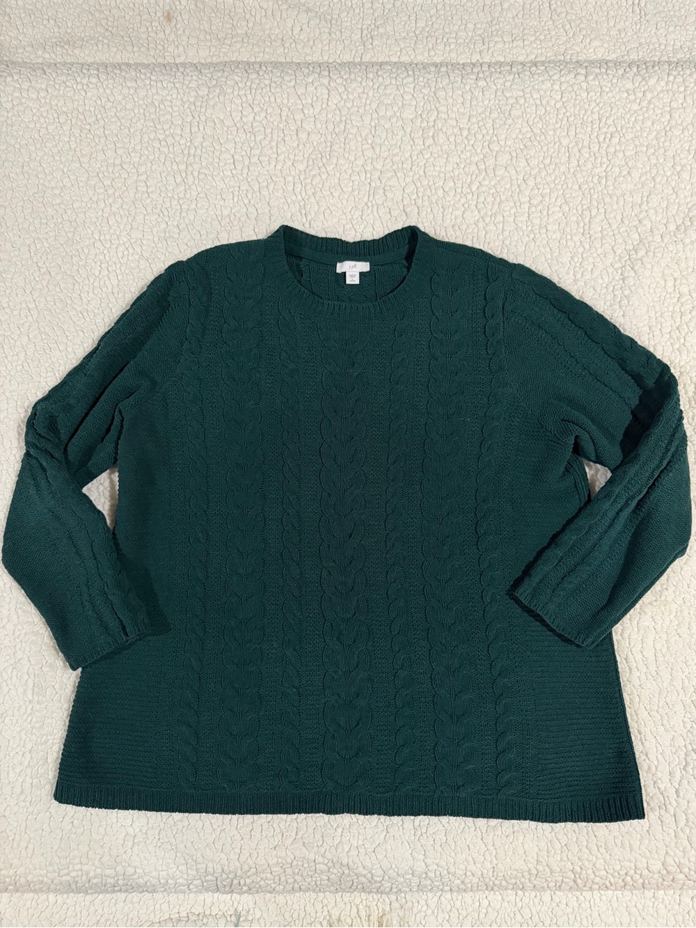 J. Jill Cable Crewneck Sweater in Deep Teal